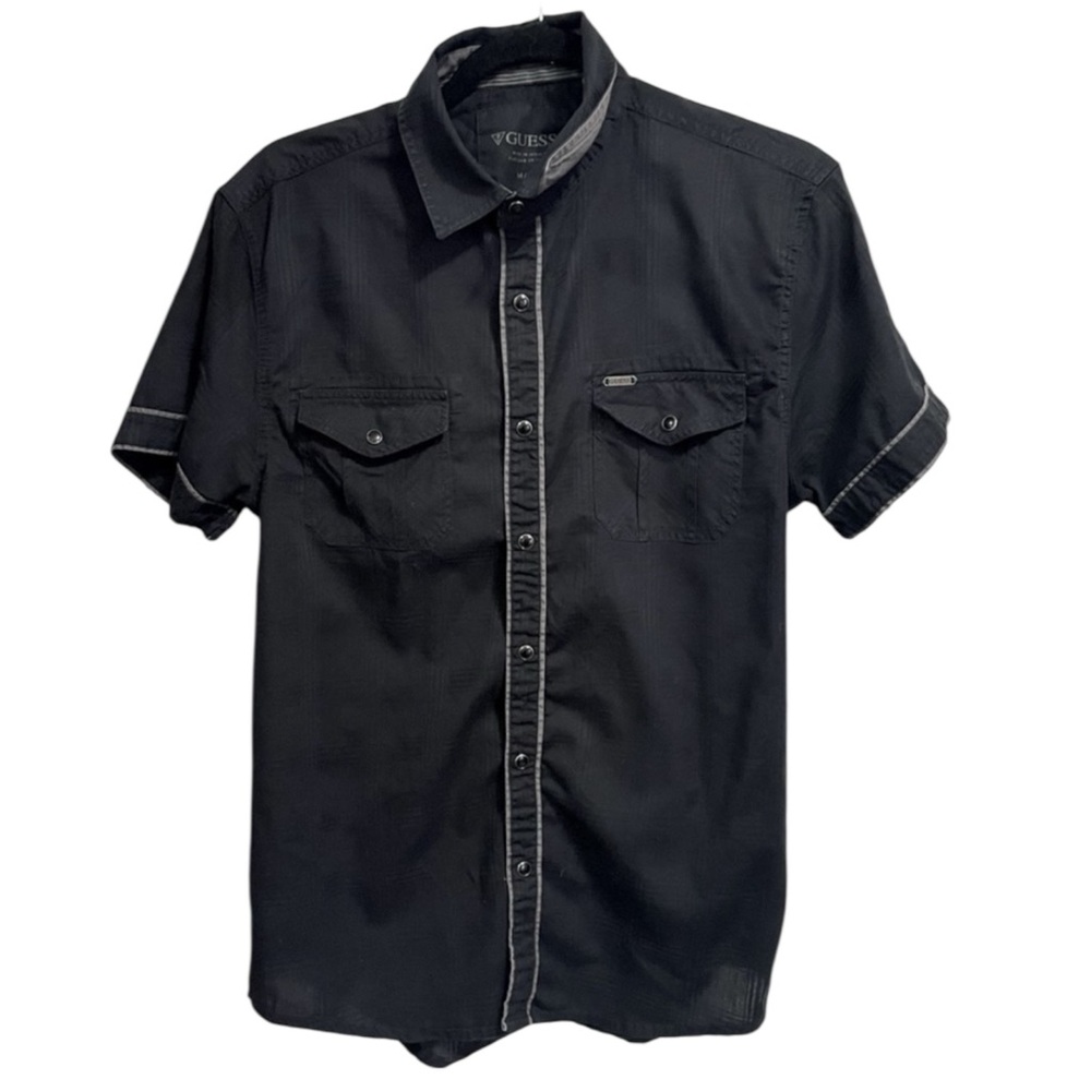 Guess Jeans Mens Short Sleeve Button‎ Down Shirt Size M Casual Work Travel